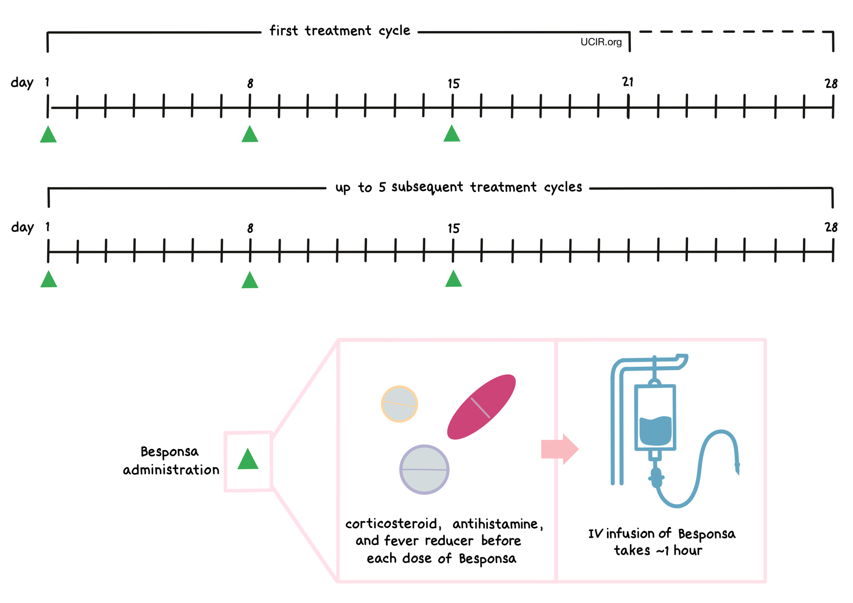 Illustration showing how Besponsa is administered 