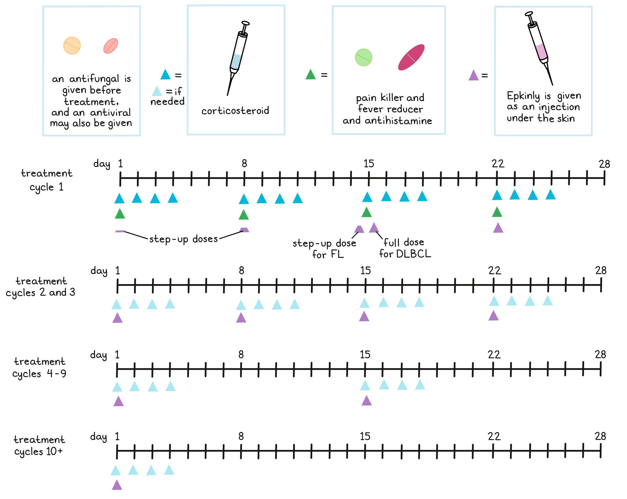 Illustration showing how Epkinly is administered to patients