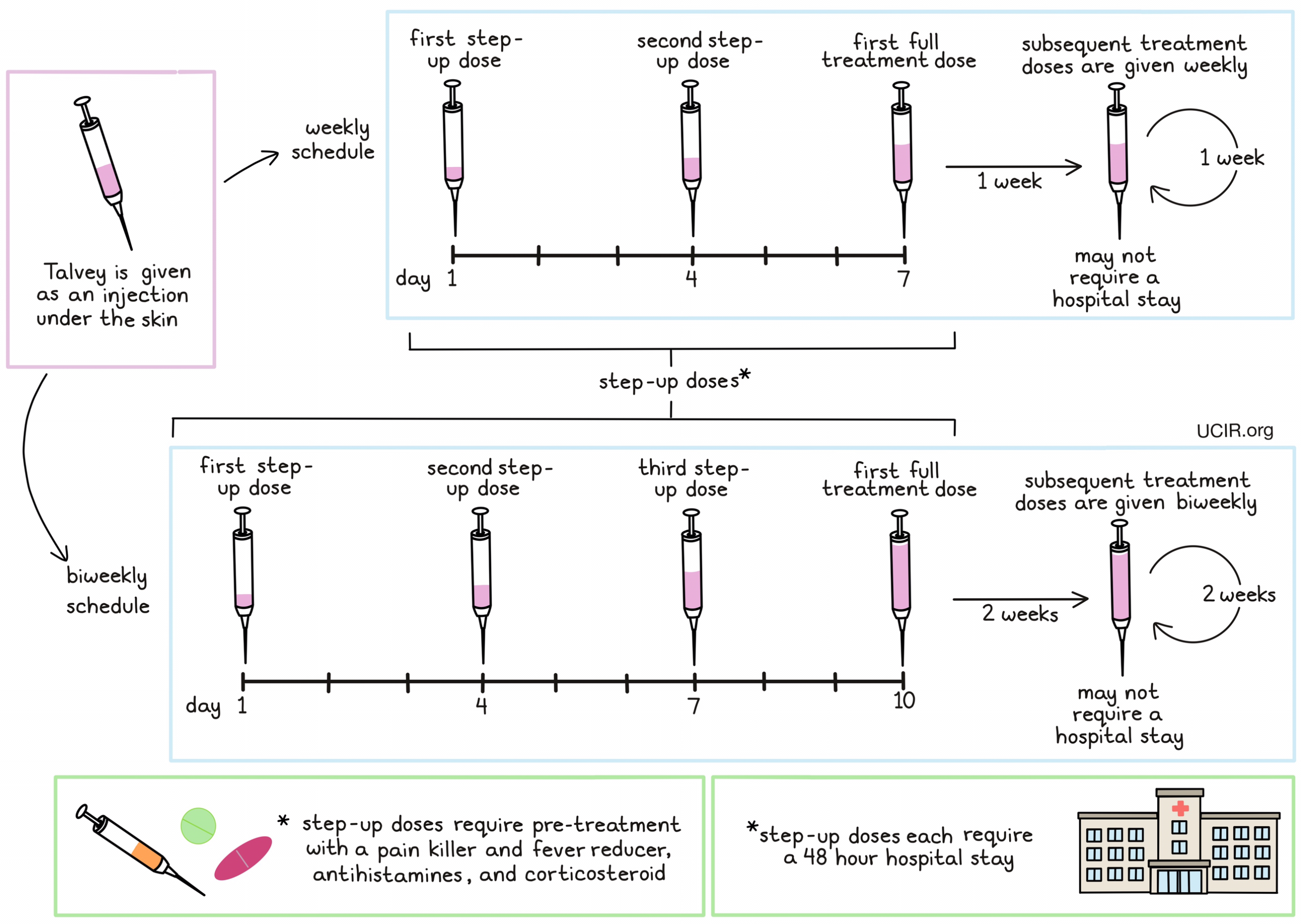 Illustration showing how Talvey is administered to patients